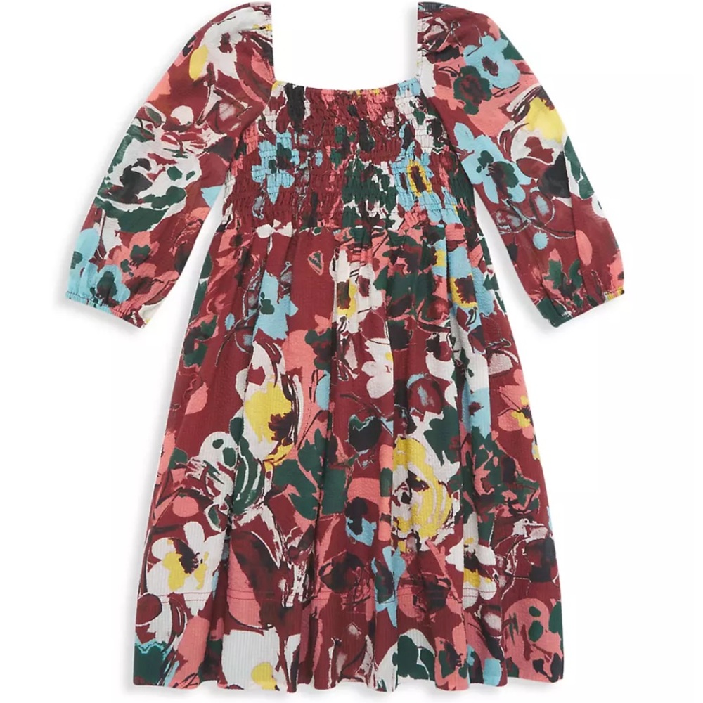 Tanya Taylor Mini Karena Dress Medium Brown Rust Floral Flowers Designer